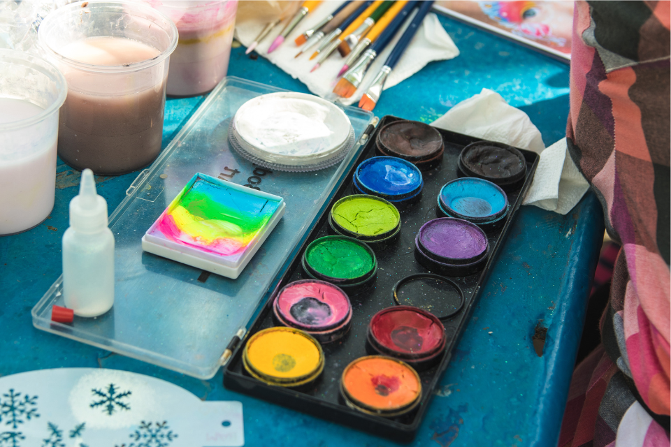 various water color paints for face painting